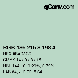 カラーコード: RGB 186 216.8 198.4 | qconv.com