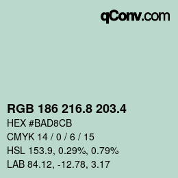 カラーコード: RGB 186 216.8 203.4 | qconv.com