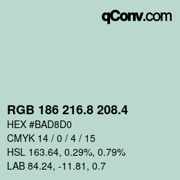 カラーコード: RGB 186 216.8 208.4 | qconv.com