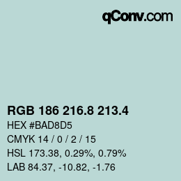 カラーコード: RGB 186 216.8 213.4 | qconv.com