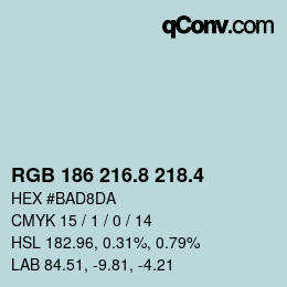 カラーコード: RGB 186 216.8 218.4 | qconv.com