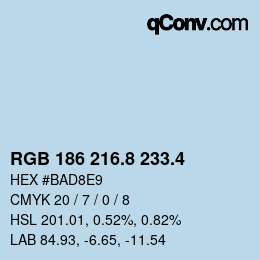 カラーコード: RGB 186 216.8 233.4 | qconv.com