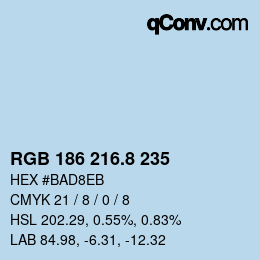 カラーコード: RGB 186 216.8 235 | qconv.com