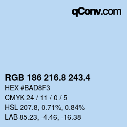 カラーコード: RGB 186 216.8 243.4 | qconv.com