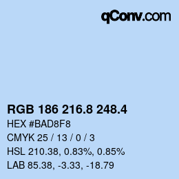 カラーコード: RGB 186 216.8 248.4 | qconv.com