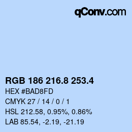 カラーコード: RGB 186 216.8 253.4 | qconv.com
