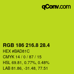 カラーコード: RGB 186 216.8 28.4 | qconv.com