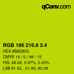 カラーコード: RGB 186 216.8 3.4 | qconv.com