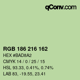 Color code: RGB 186 216 162 | qconv.com