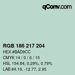 Farbcode: RGB 186 217 204 | qconv.com