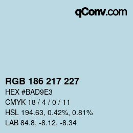 颜色代码: RGB 186 217 227 | qconv.com