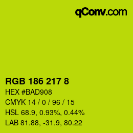 Color code: RGB 186 217 8 | qconv.com
