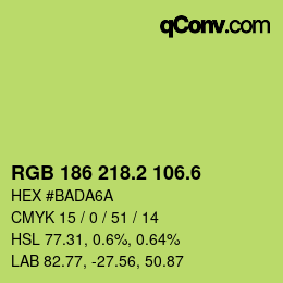 カラーコード: RGB 186 218.2 106.6 | qconv.com