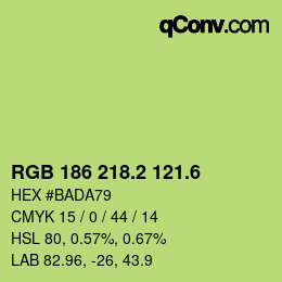 カラーコード: RGB 186 218.2 121.6 | qconv.com