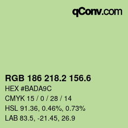 カラーコード: RGB 186 218.2 156.6 | qconv.com