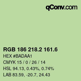 カラーコード: RGB 186 218.2 161.6 | qconv.com