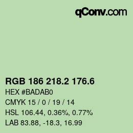 カラーコード: RGB 186 218.2 176.6 | qconv.com