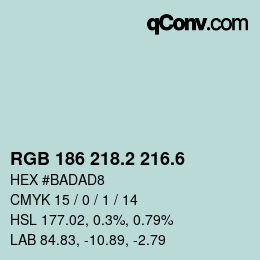 カラーコード: RGB 186 218.2 216.6 | qconv.com