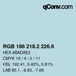 カラーコード: RGB 186 218.2 226.6 | qconv.com