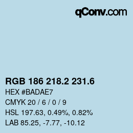 カラーコード: RGB 186 218.2 231.6 | qconv.com