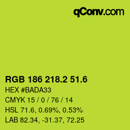 カラーコード: RGB 186 218.2 51.6 | qconv.com