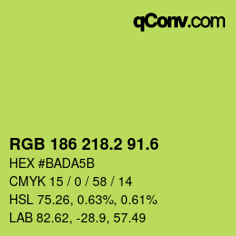 カラーコード: RGB 186 218.2 91.6 | qconv.com