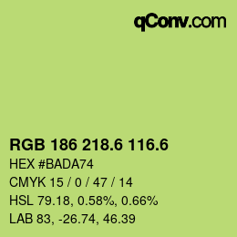 カラーコード: RGB 186 218.6 116.6 | qconv.com