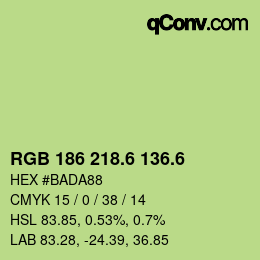 カラーコード: RGB 186 218.6 136.6 | qconv.com