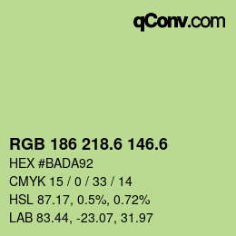 カラーコード: RGB 186 218.6 146.6 | qconv.com