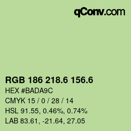 カラーコード: RGB 186 218.6 156.6 | qconv.com