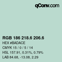 カラーコード: RGB 186 218.6 206.6 | qconv.com