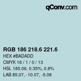 カラーコード: RGB 186 218.6 221.6 | qconv.com