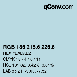 カラーコード: RGB 186 218.6 226.6 | qconv.com