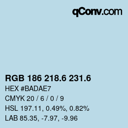 カラーコード: RGB 186 218.6 231.6 | qconv.com