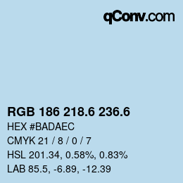 カラーコード: RGB 186 218.6 236.6 | qconv.com