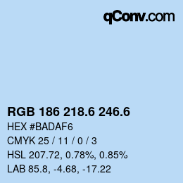 カラーコード: RGB 186 218.6 246.6 | qconv.com