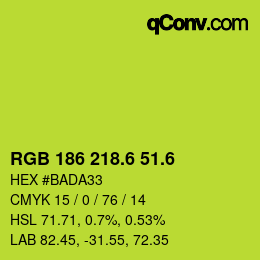 カラーコード: RGB 186 218.6 51.6 | qconv.com