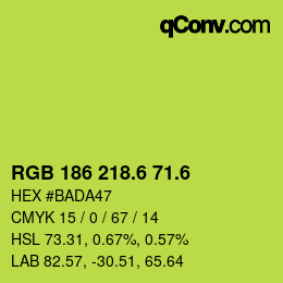 カラーコード: RGB 186 218.6 71.6 | qconv.com