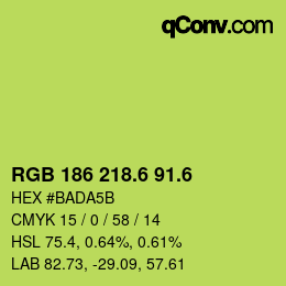 カラーコード: RGB 186 218.6 91.6 | qconv.com