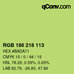 Color code: RGB 186 218 113 | qconv.com