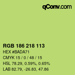 Color code: RGB 186 218 113 | qconv.com