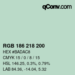 颜色代码: RGB 186 218 200 | qconv.com