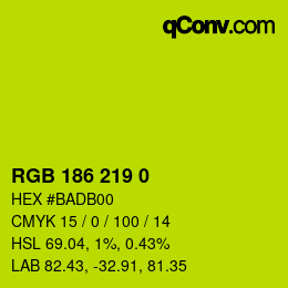 Color code: RGB 186 219 0 | qconv.com