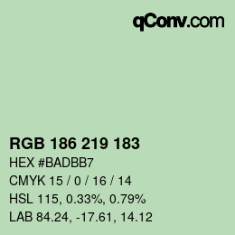 Color code: RGB 186 219 183 | qconv.com