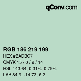 Color code: RGB 186 219 199 | qconv.com