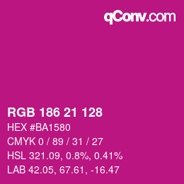 Color code: RGB 186 21 128 | qconv.com
