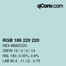 Color code: RGB 186 220 220 | qconv.com