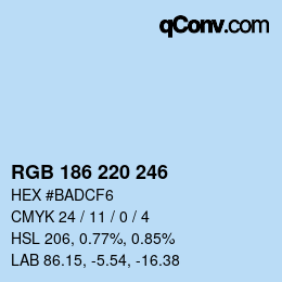 Color code: RGB 186 220 246 | qconv.com
