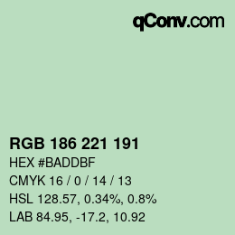 Color code: RGB 186 221 191 | qconv.com