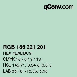 Color code: RGB 186 221 201 | qconv.com